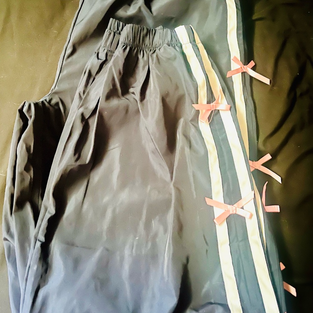 Edikted Black Track Pants with Pink Accents